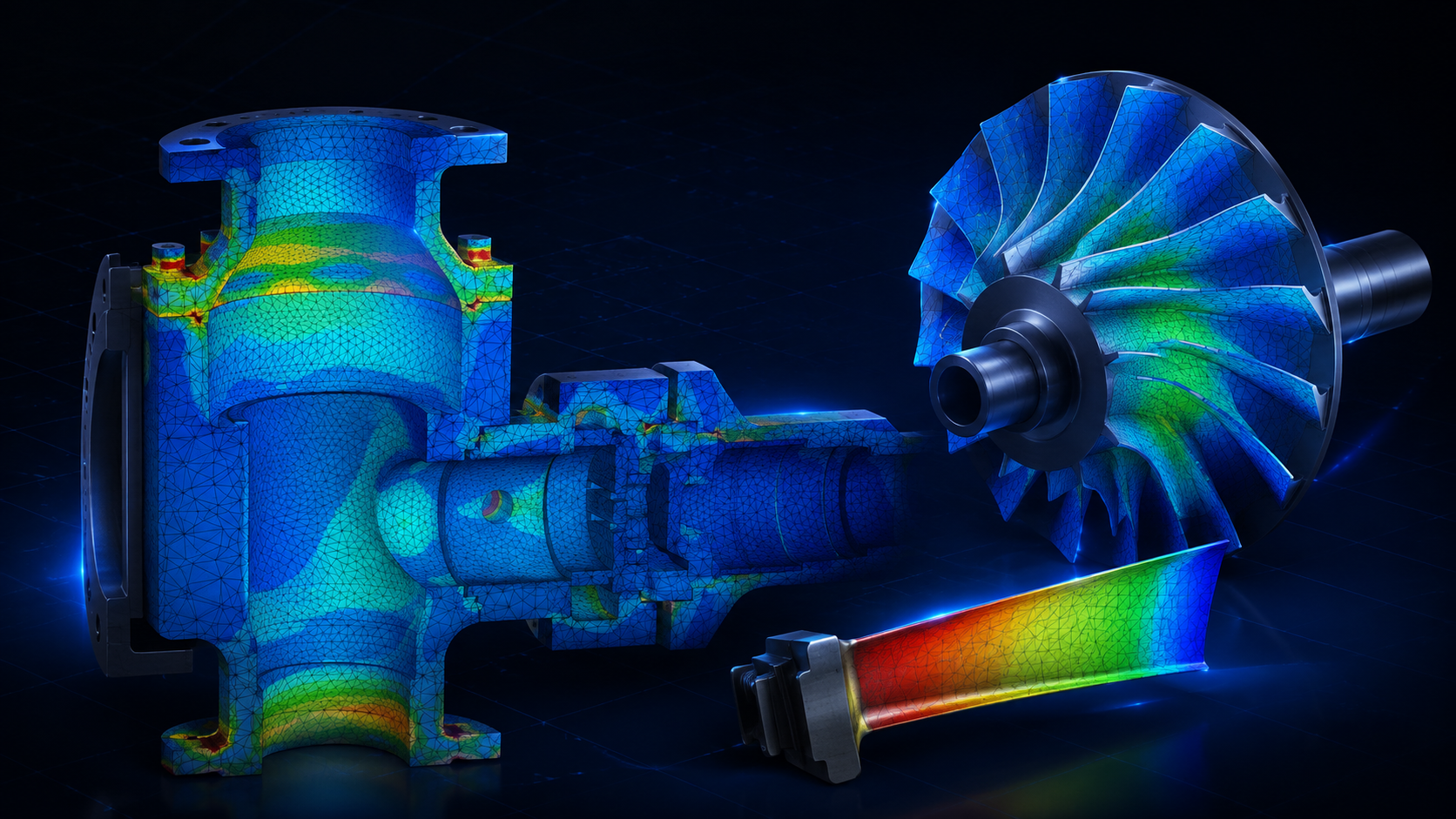 Illustrative computational fluid and structural analysis contours